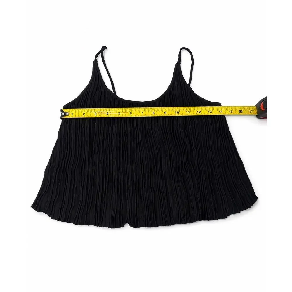 Free People Intimately Ribbed Swing Cami Tank Top Black Boho Coastal Cropped S